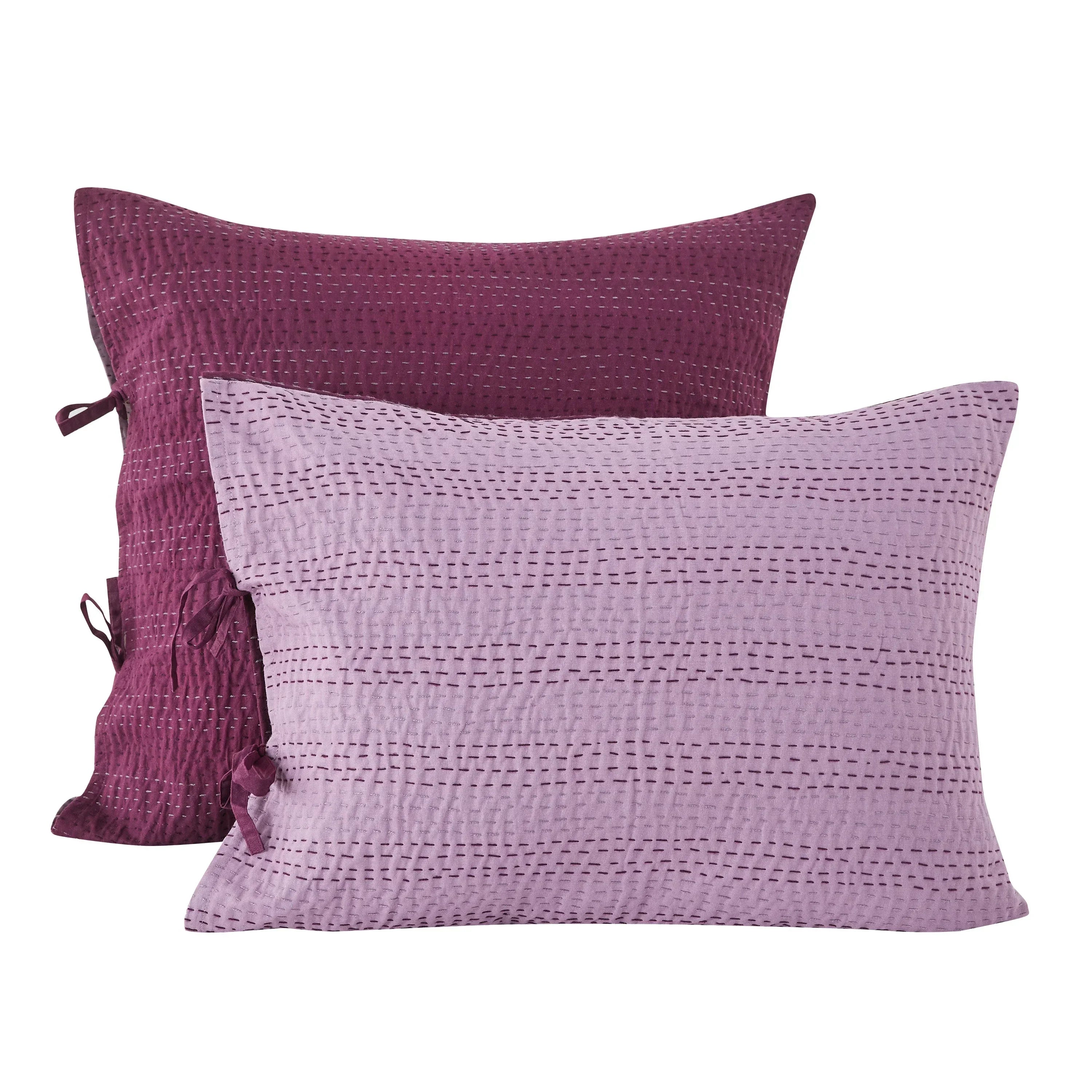 Hand Stitched Reversible Kantha Pillow Sham Pairs Mélange Home