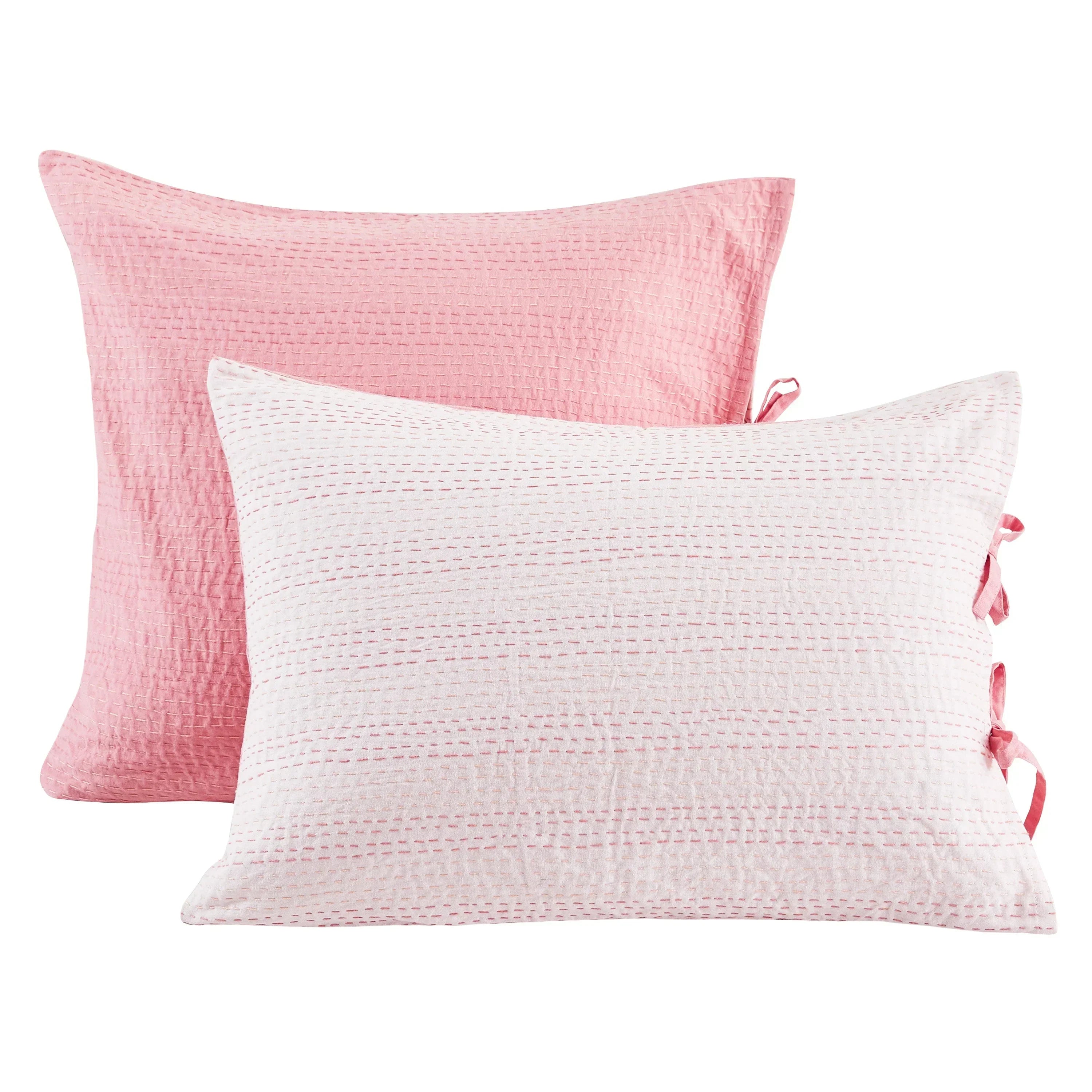 Hand Stitched Reversible Kantha Pillow Sham Pairs Mélange Home