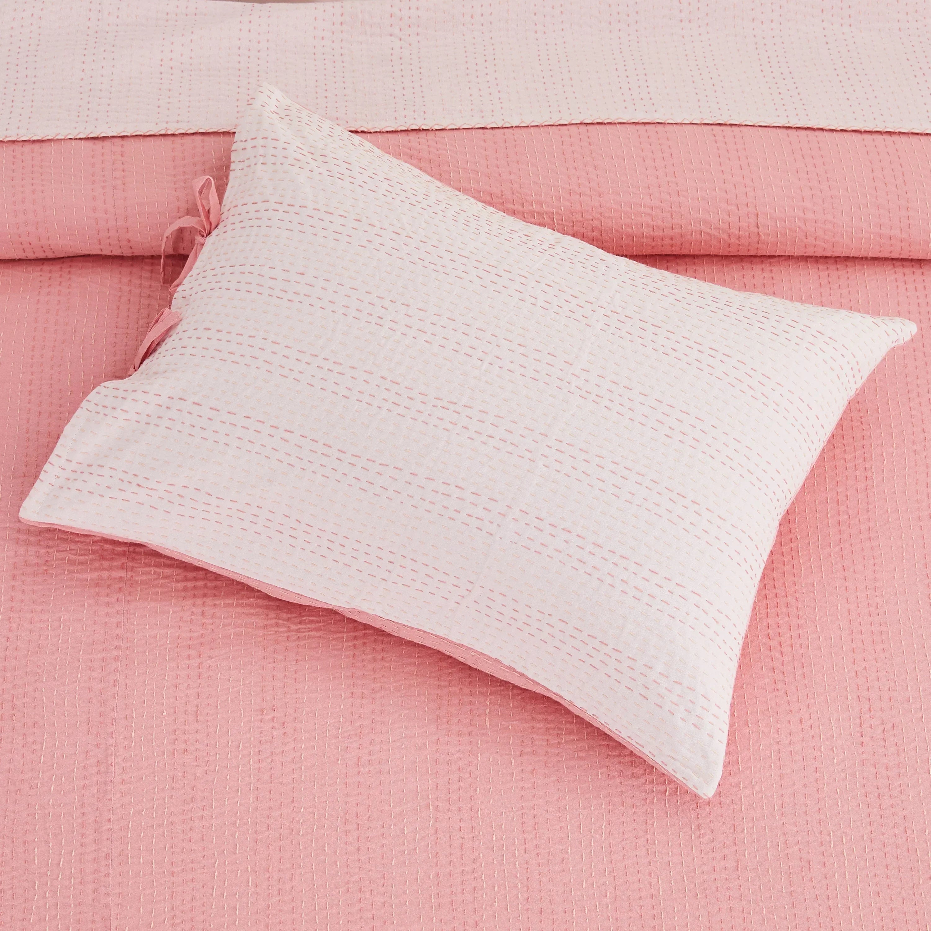 Hand Stitched Reversible Kantha Pillow Sham Pairs Mélange Home