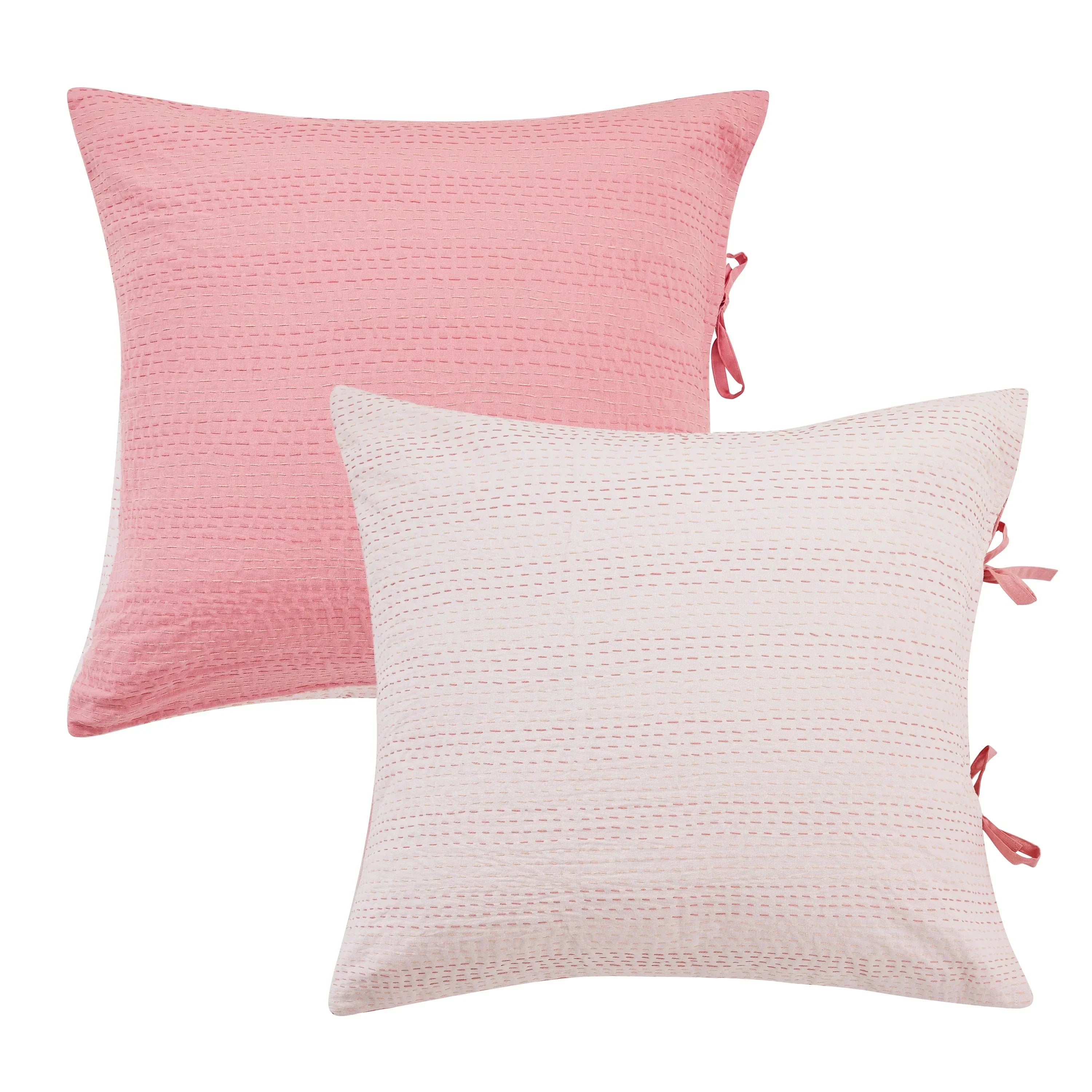 Hand Stitched Reversible Kantha Pillow Sham Pairs Mélange Home