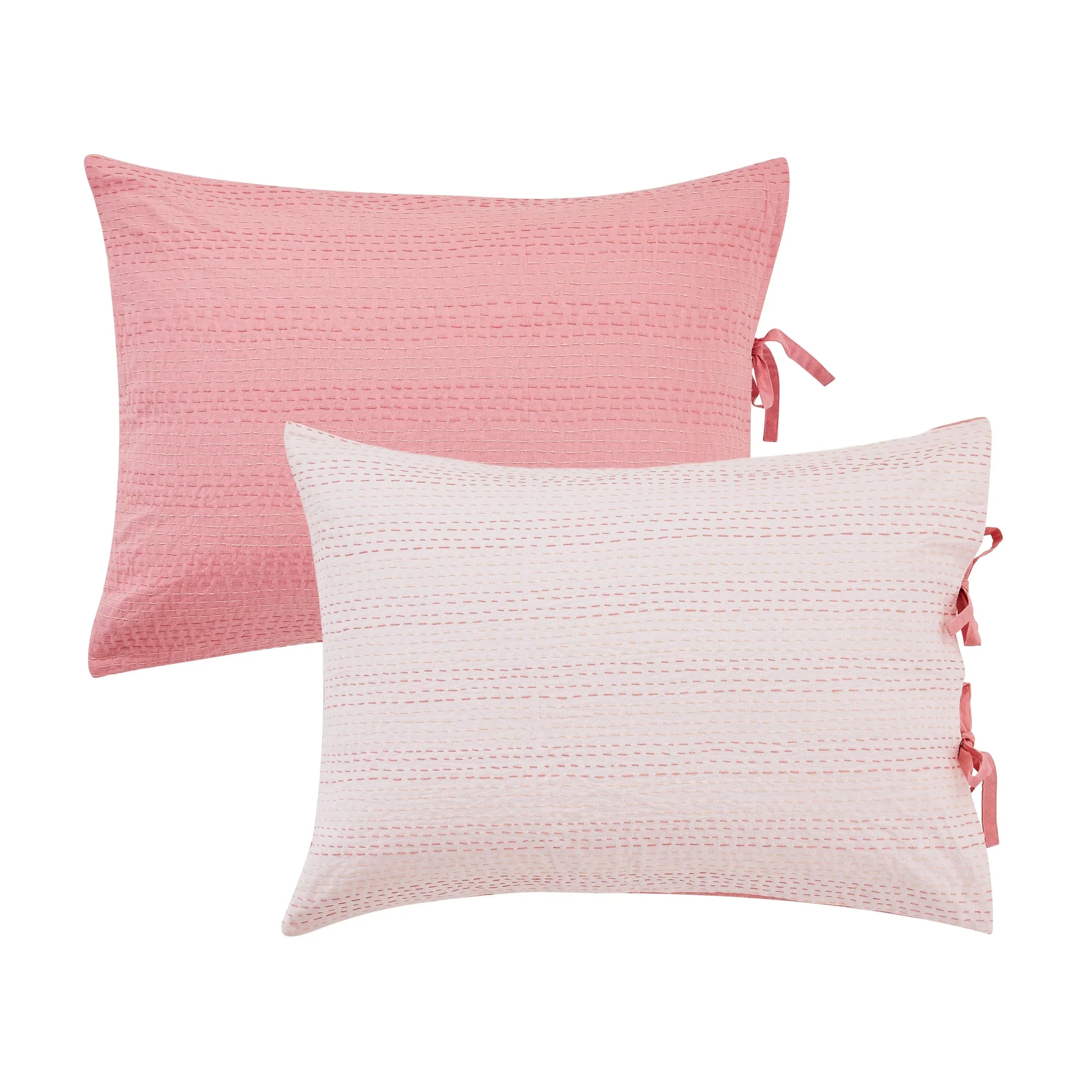 Hand Stitched Reversible Kantha Pillow Sham Pairs Mélange Home