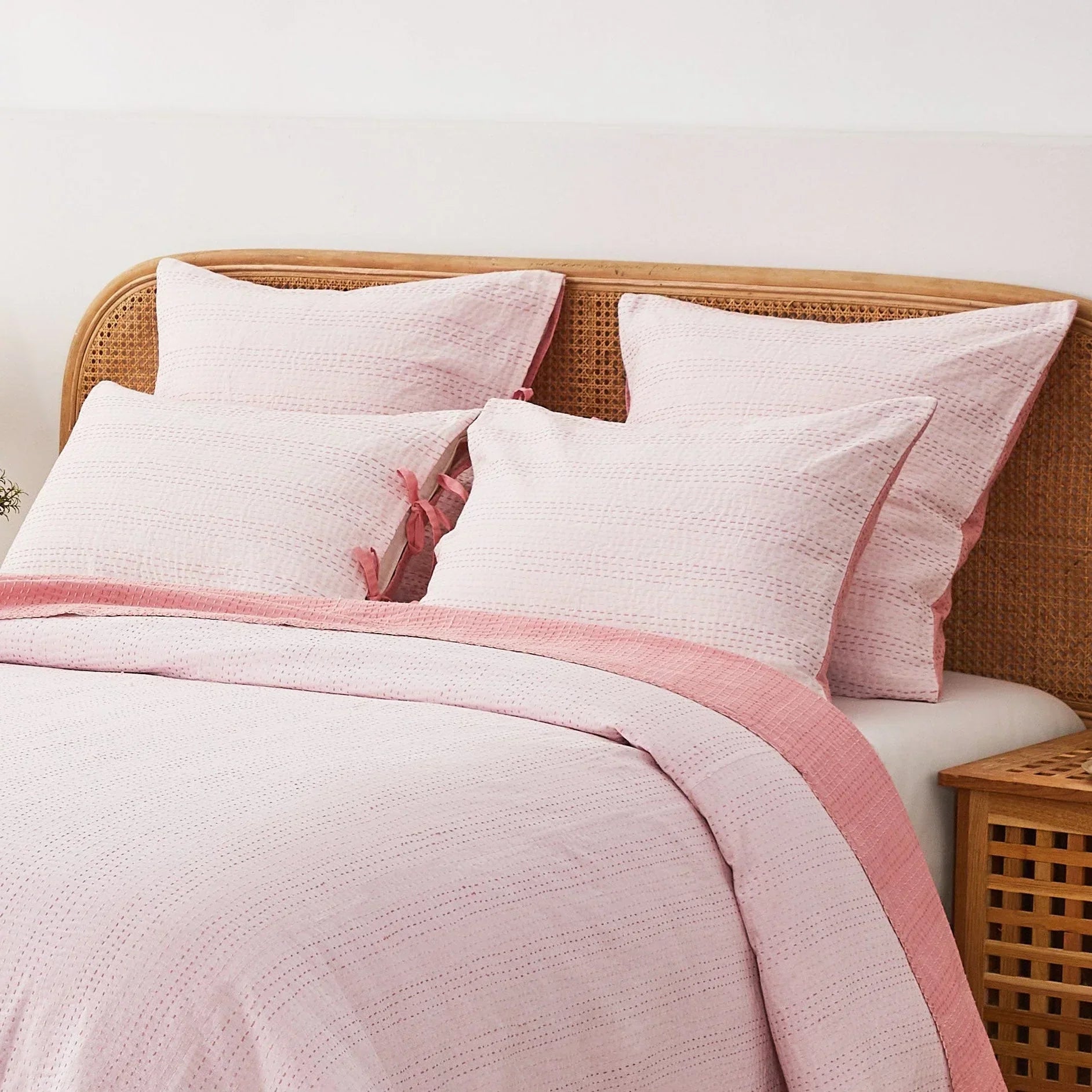 Hand Stitched Reversible Kantha Pillow Sham Pairs Mélange Home
