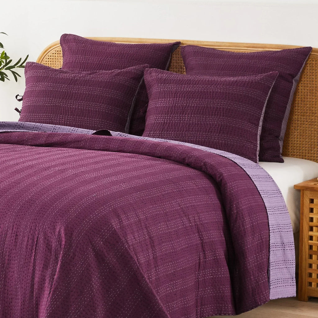 Hand Stitched Reversible Kantha Pillow Sham Pairs Mélange Home