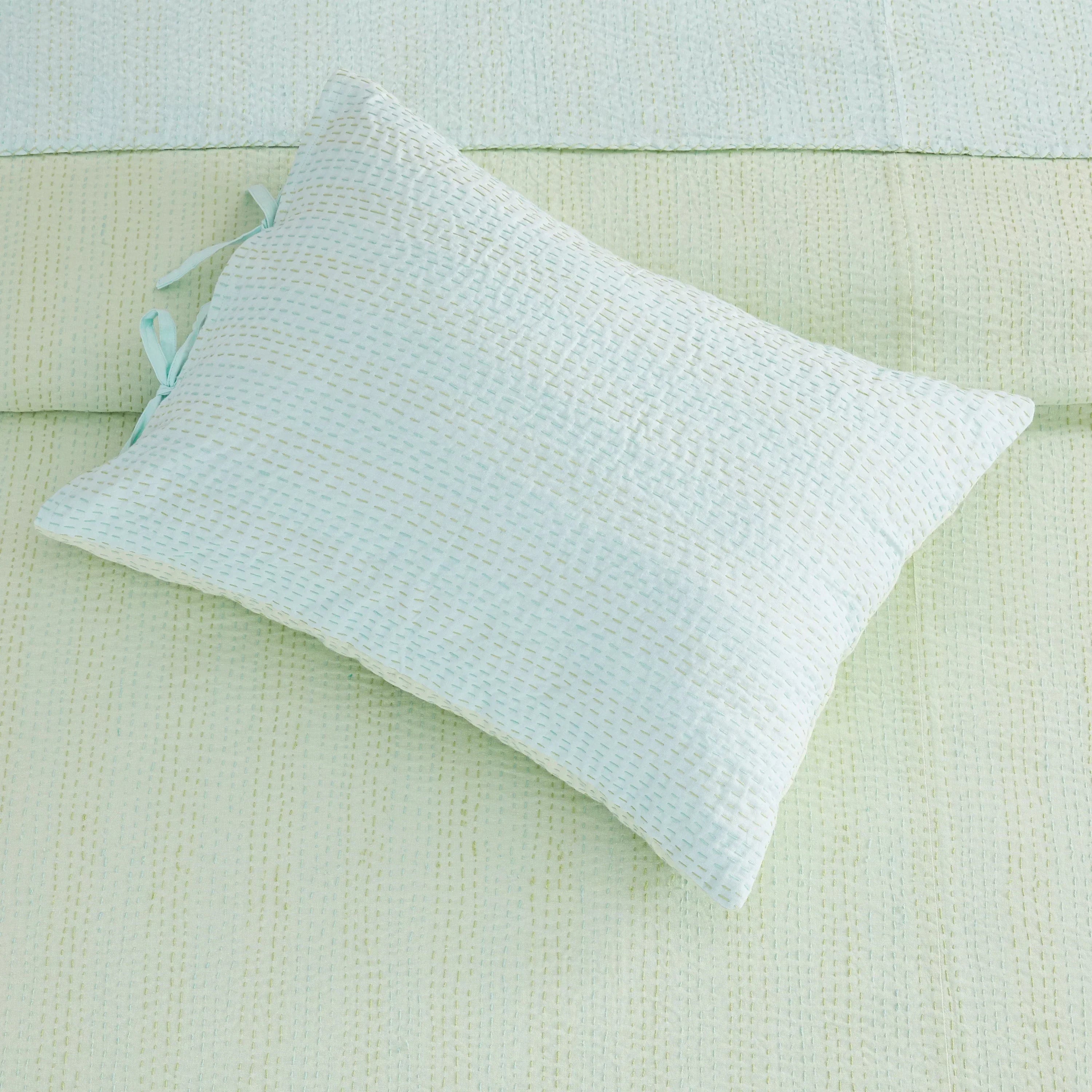 Hand Stitched Reversible Kantha Pillow Sham Pairs Mélange Home