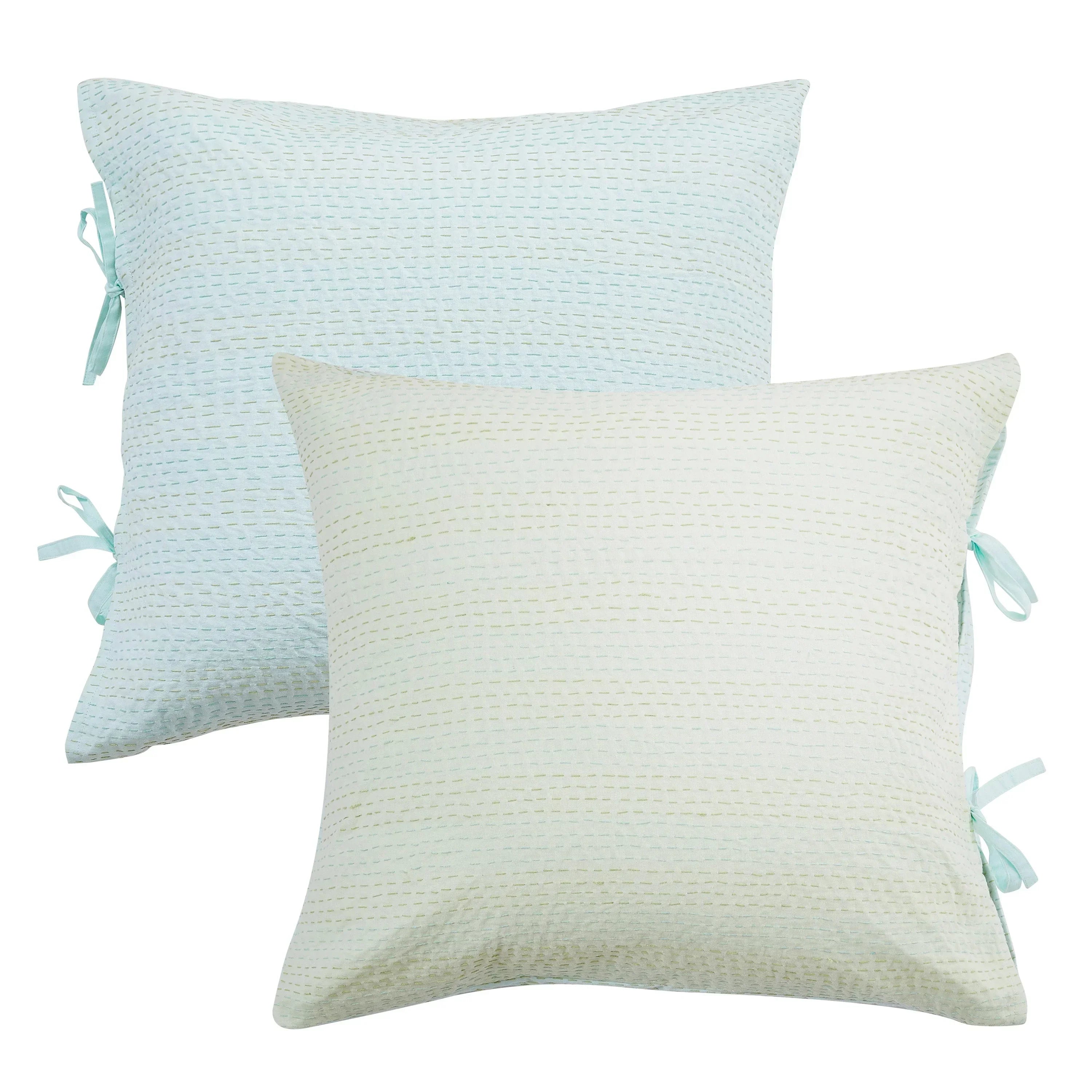 Hand Stitched Reversible Kantha Pillow Sham Pairs Mélange Home