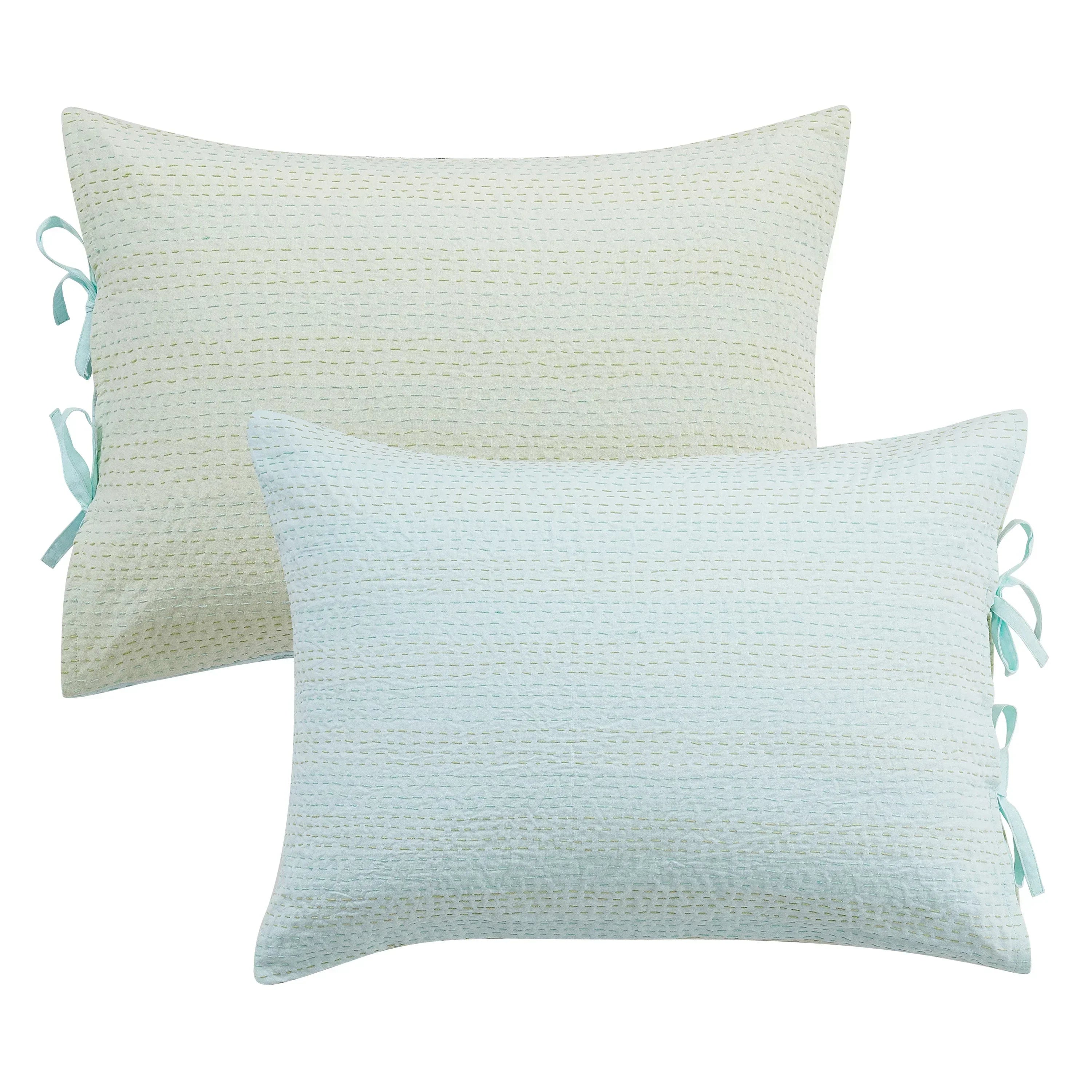 Hand Stitched Reversible Kantha Pillow Sham Pairs Mélange Home