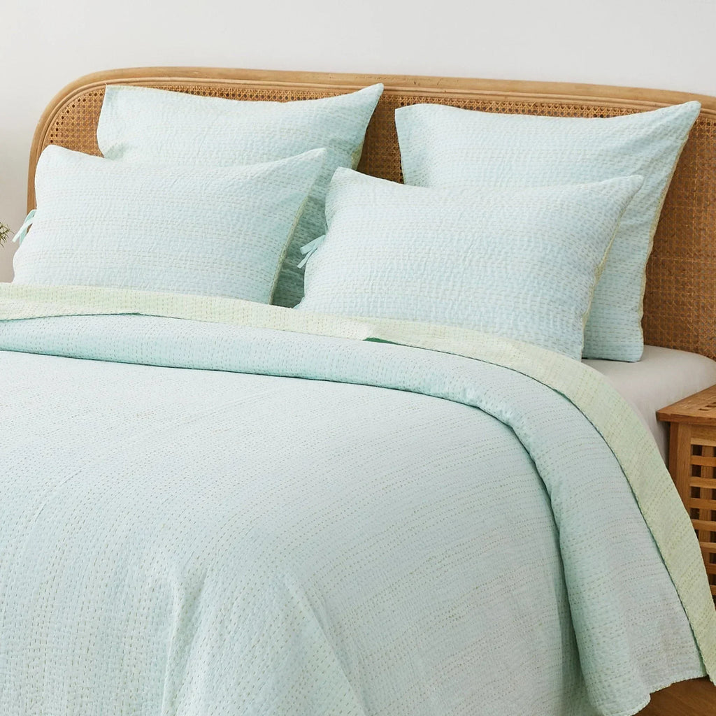 Hand Stitched Reversible Kantha Pillow Sham Pairs Mélange Home