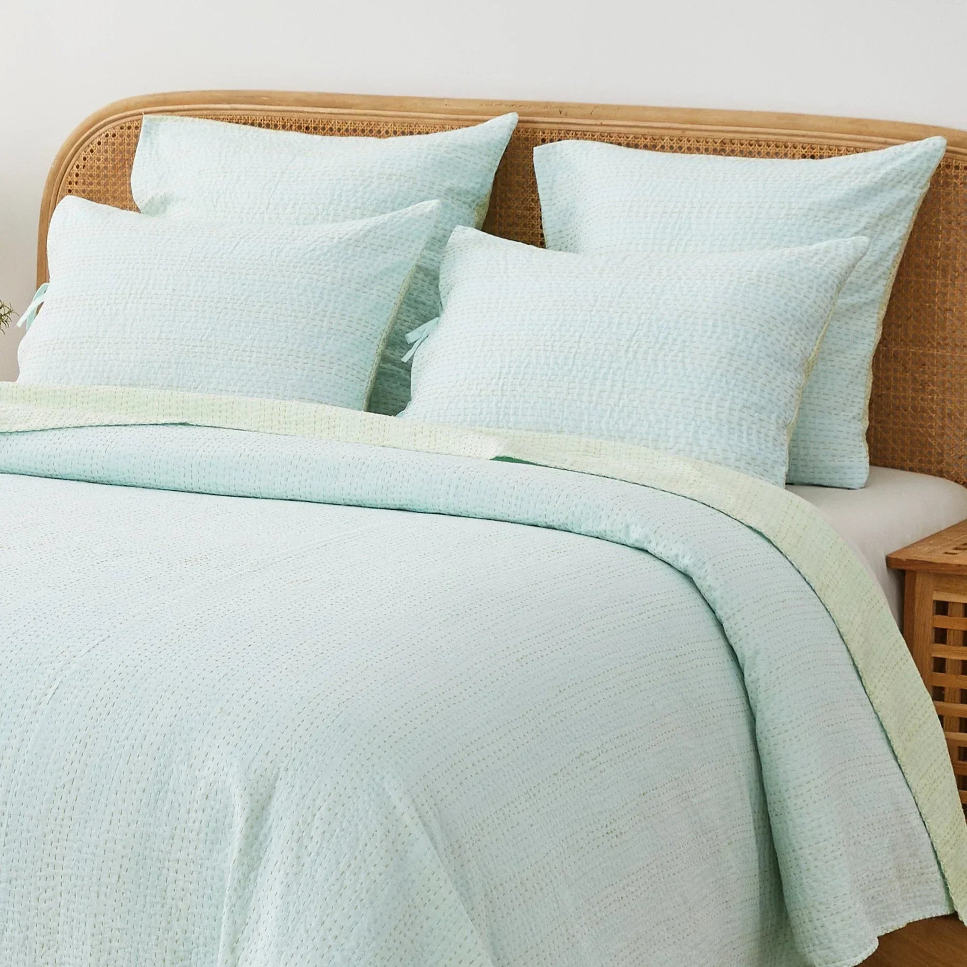 Hand Stitched Reversible Kantha Pillow Sham Pairs Mélange Home