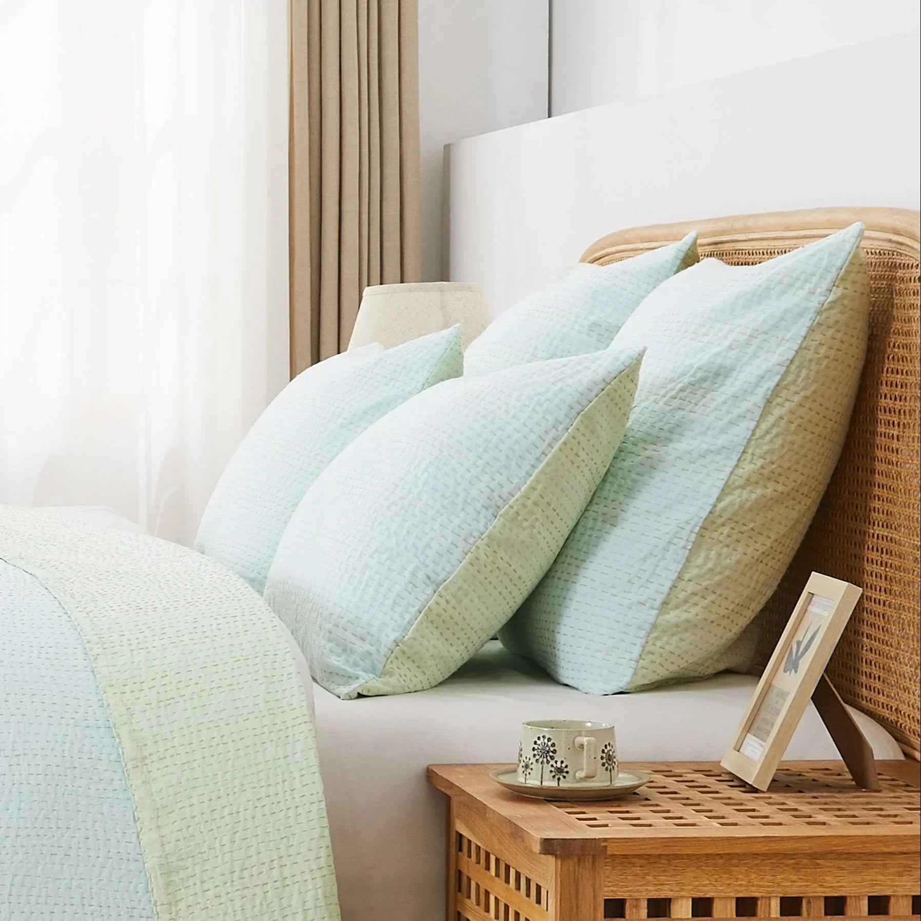 Hand Stitched Reversible Kantha Pillow Sham Pairs Mélange Home