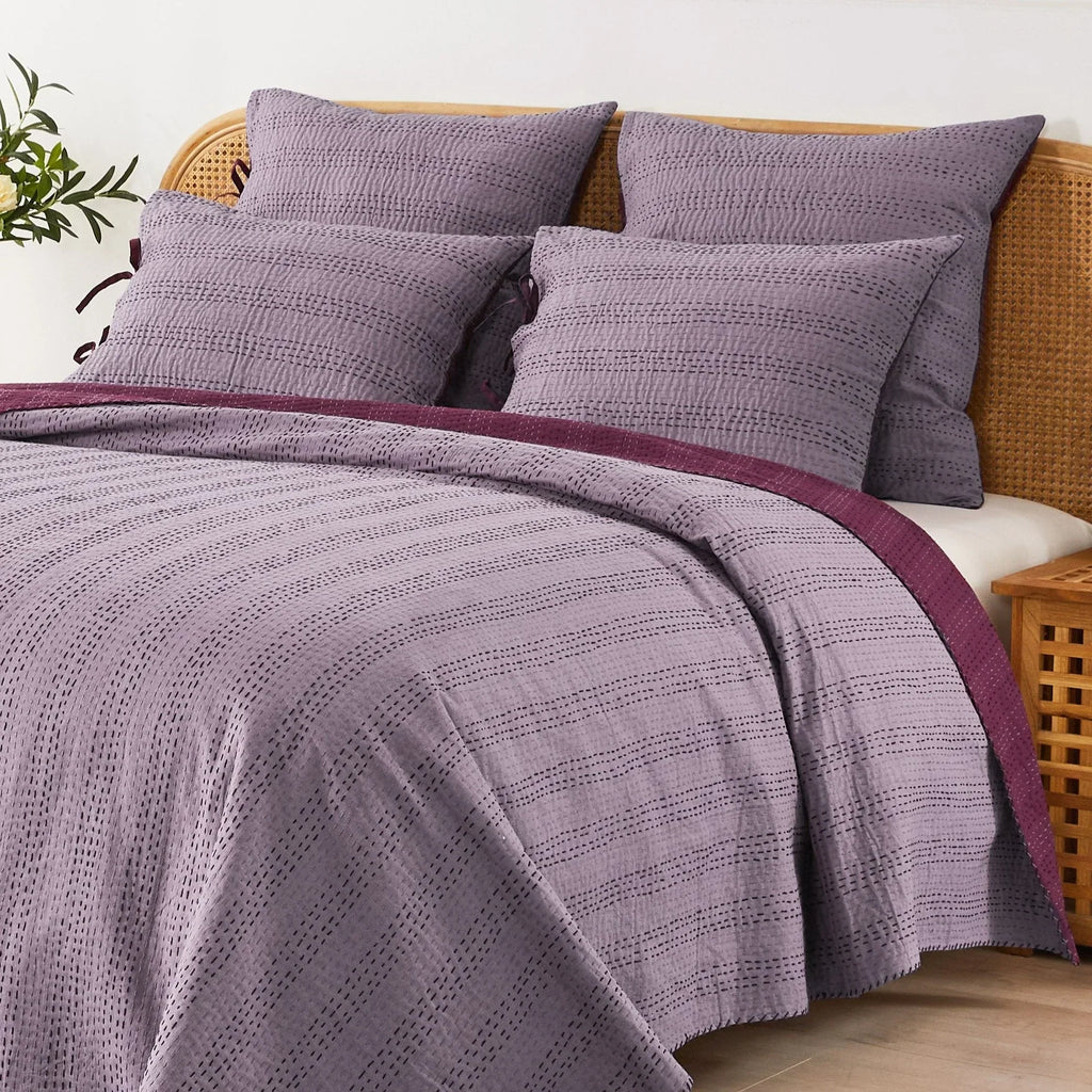 Hand Stitched Reversible Kantha Pillow Sham Pairs Mélange Home