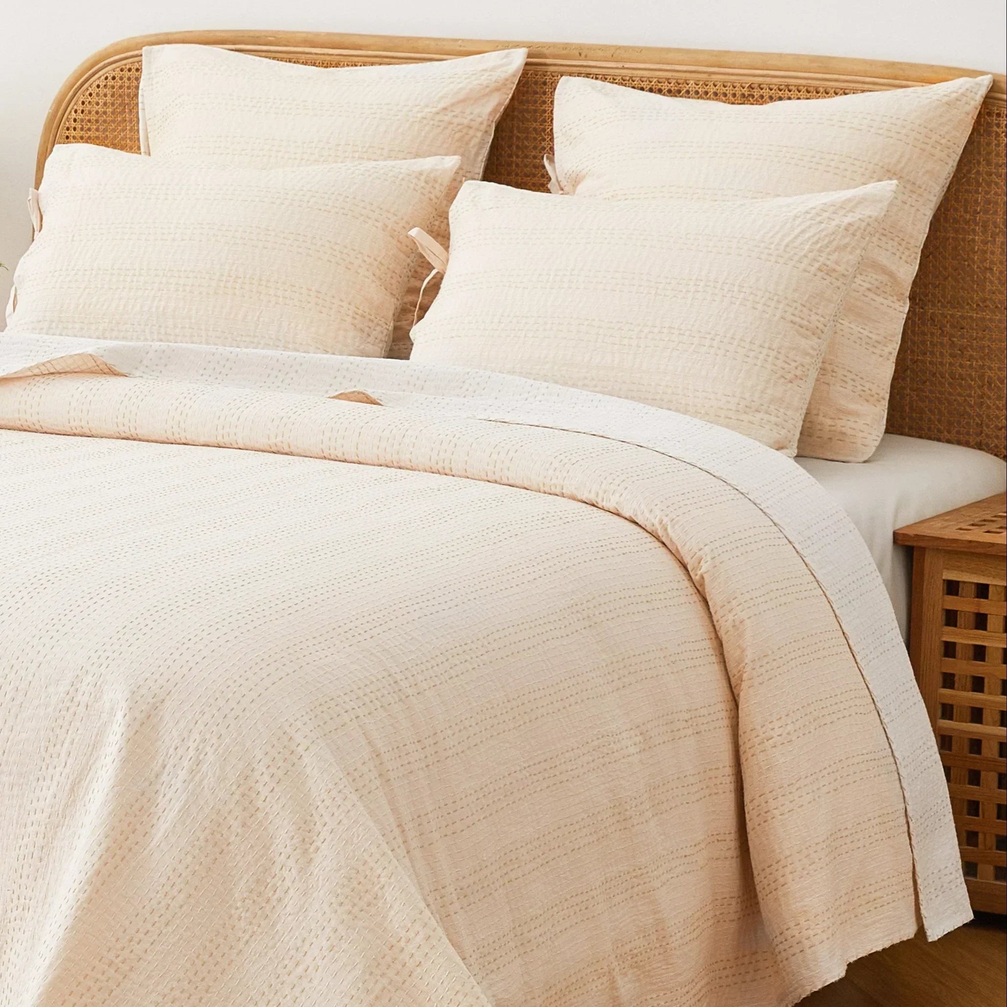 Hand Stitched Reversible Kantha Pillow Sham Pairs Mélange Home