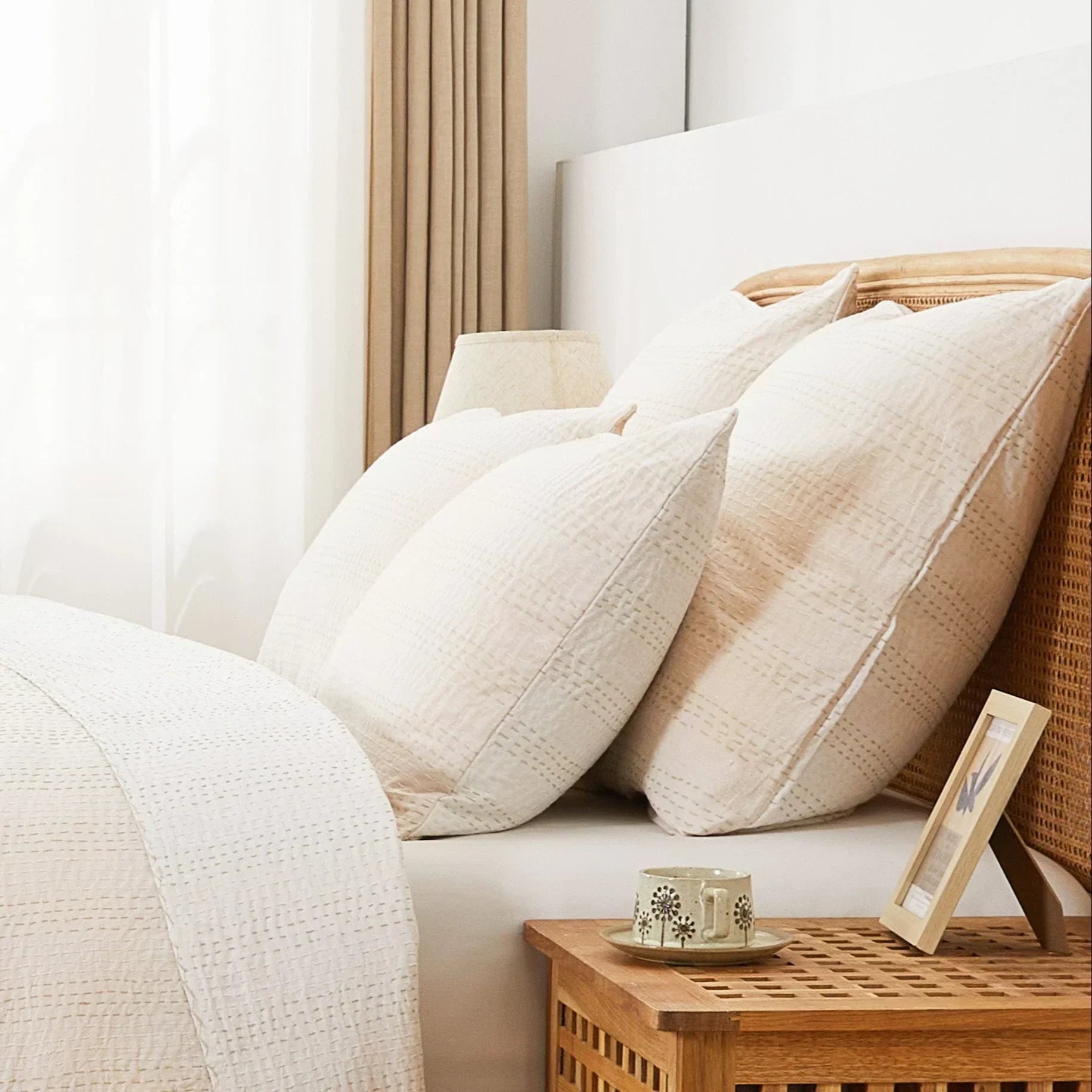 Hand Stitched Reversible Kantha Pillow Sham Pairs Mélange Home