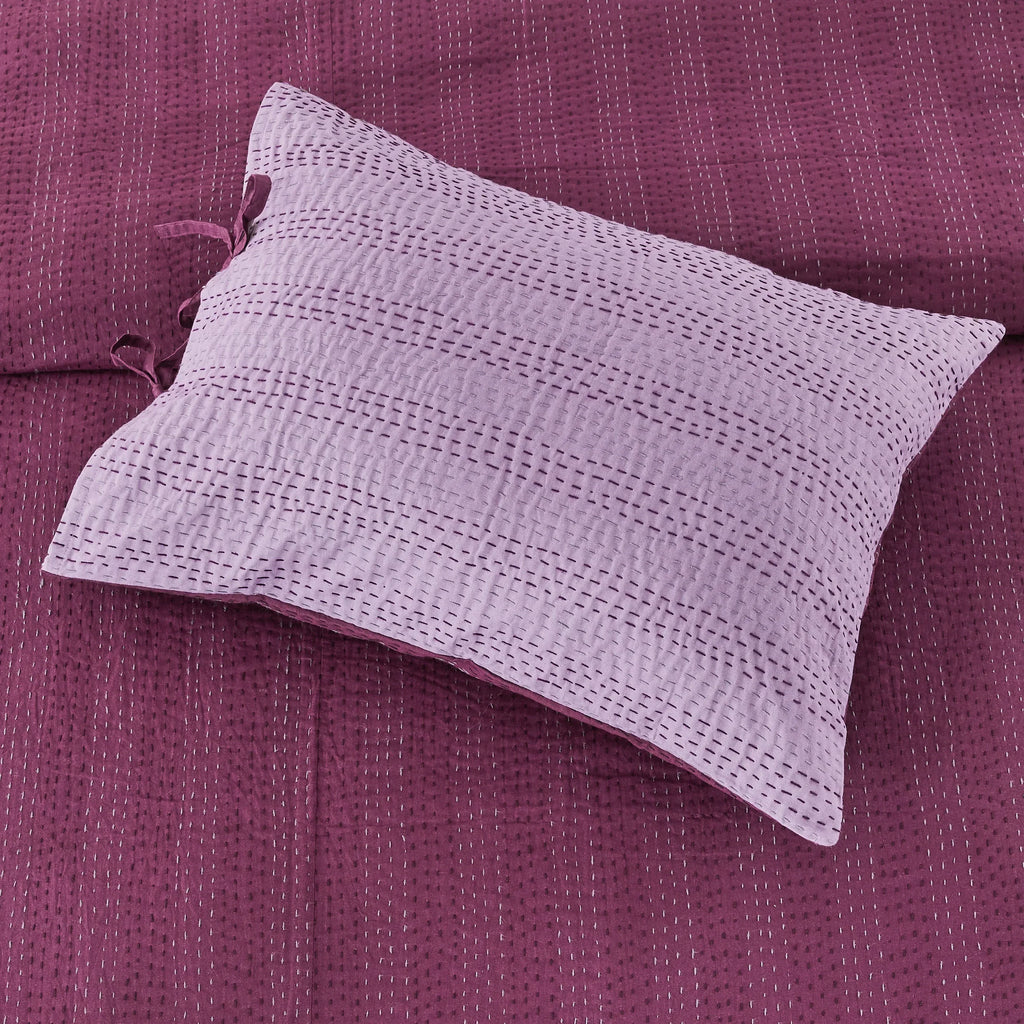 Hand Stitched Reversible Kantha Pillow Sham Pairs Mélange Home