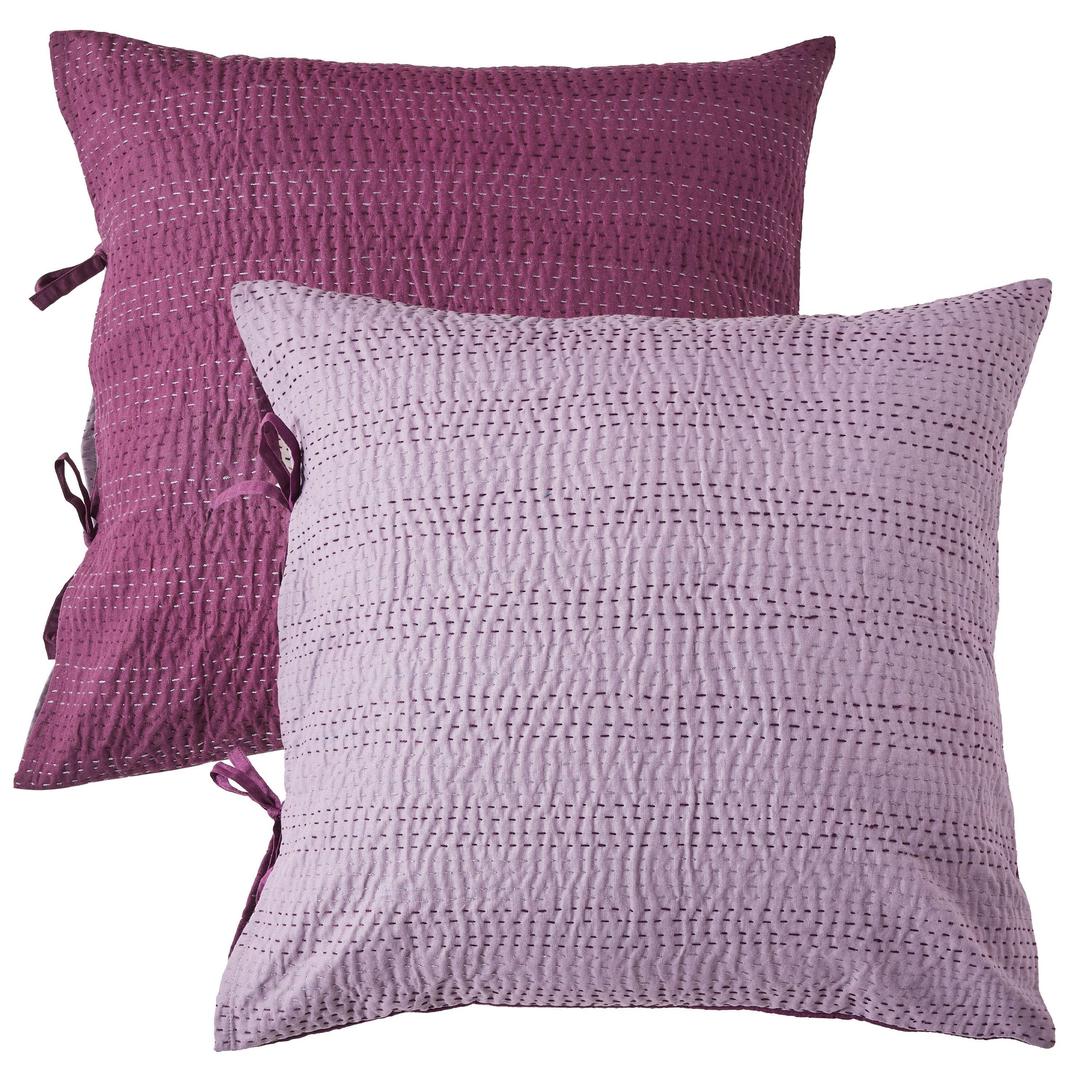 Hand Stitched Reversible Kantha Pillow Sham Pairs Mélange Home