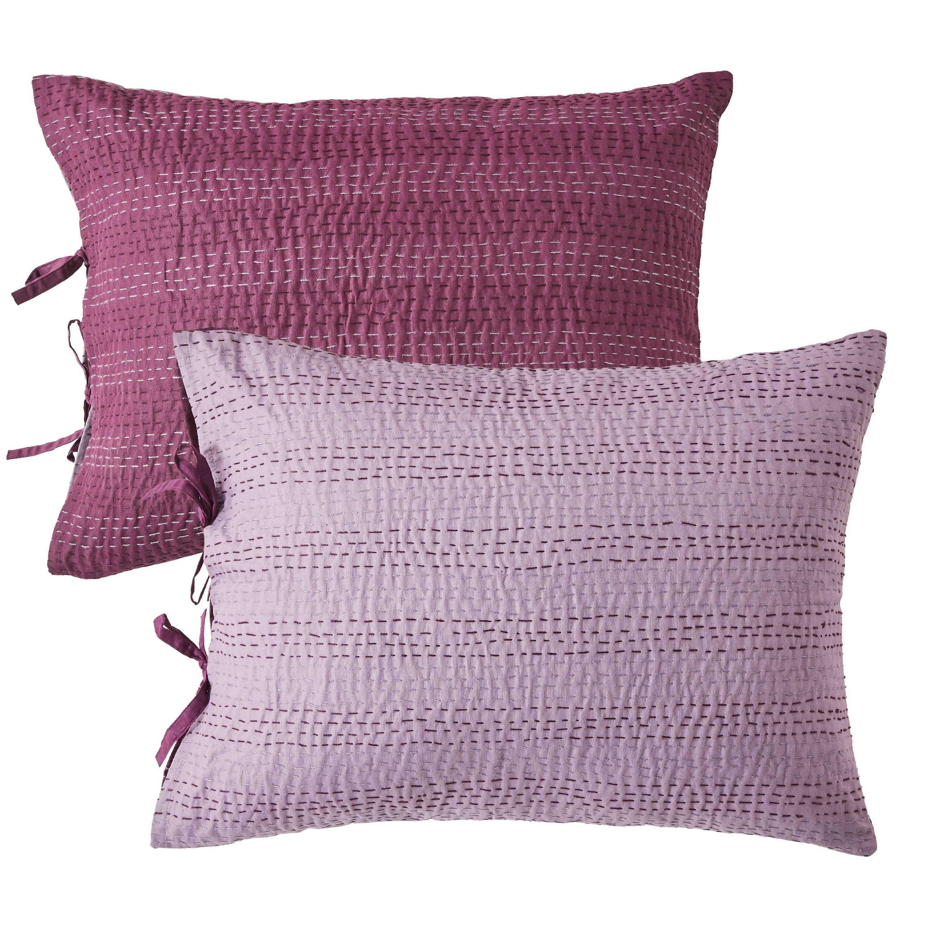 Hand Stitched Reversible Kantha Pillow Sham Pairs Mélange Home