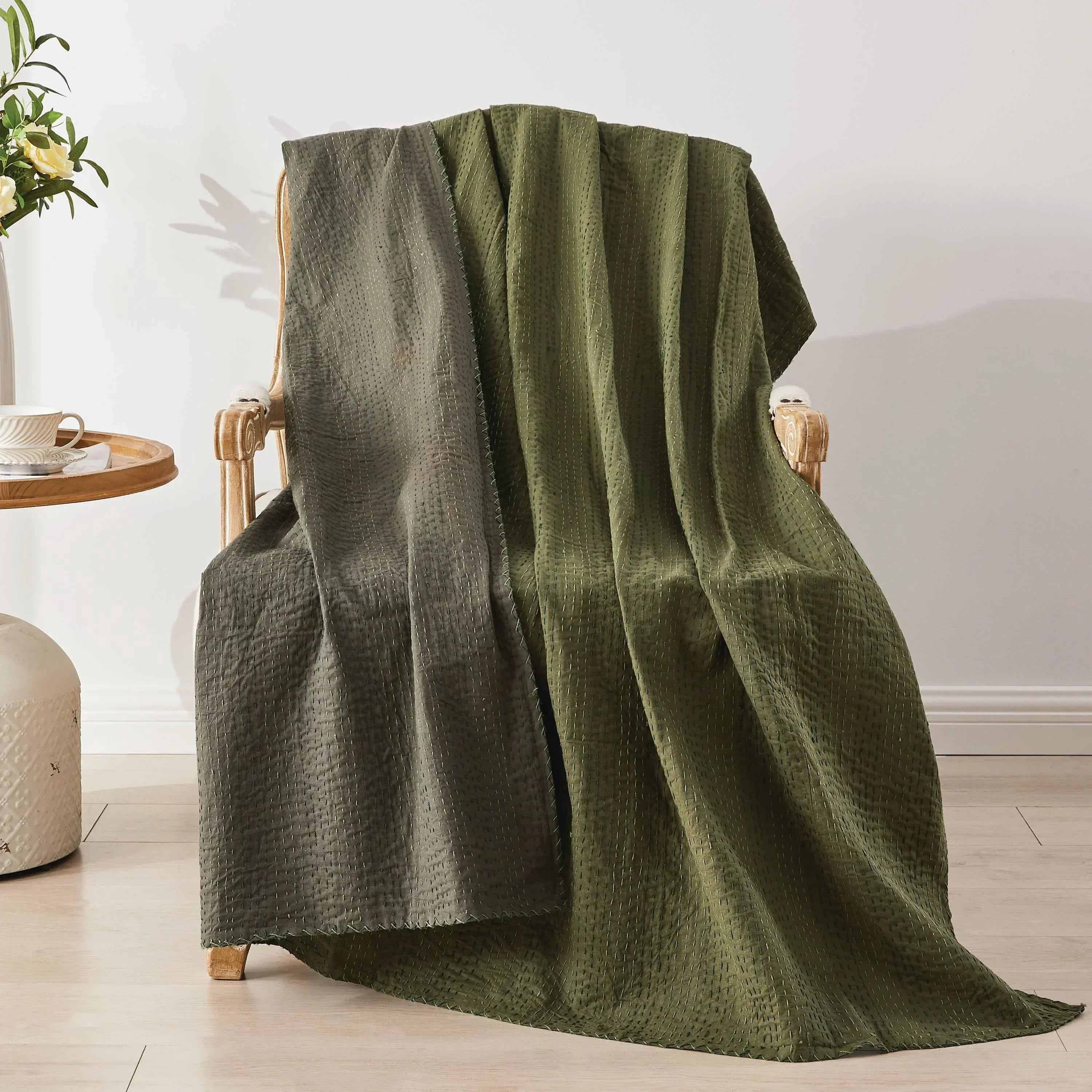 Hand Stitched Reversible Kantha Throws Mélange Home