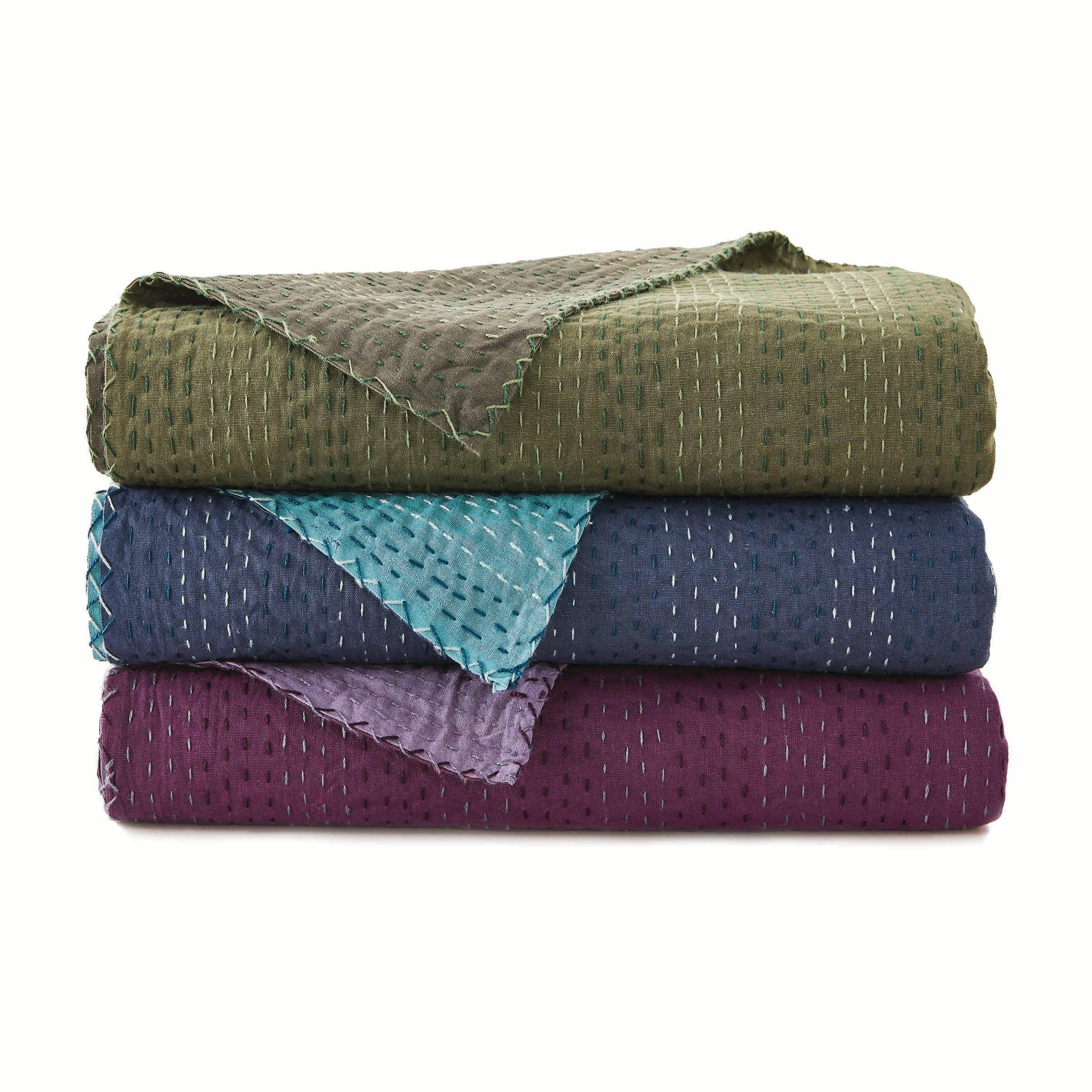 Hand Stitched Reversible Kantha Throws Mélange Home