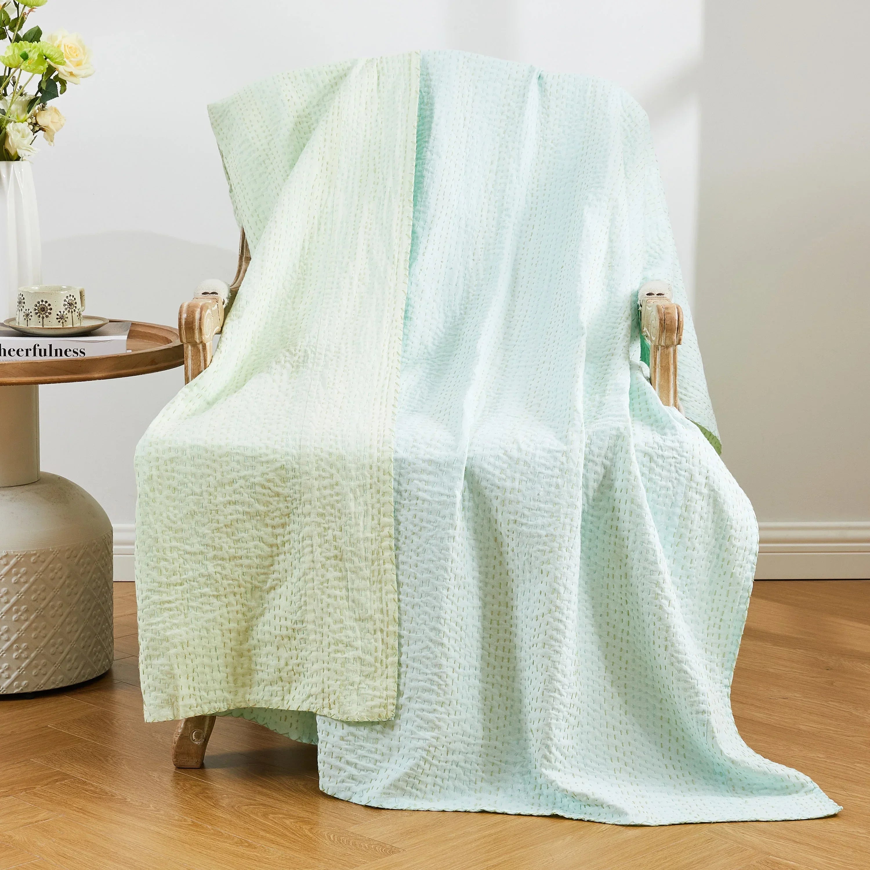 Hand Stitched Reversible Kantha Throws Mélange Home