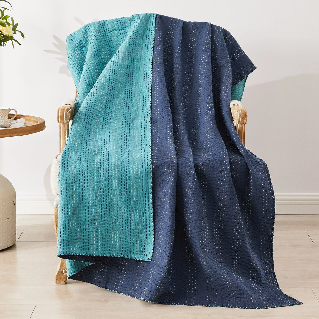 Hand Stitched Reversible Kantha Throws Mélange Home