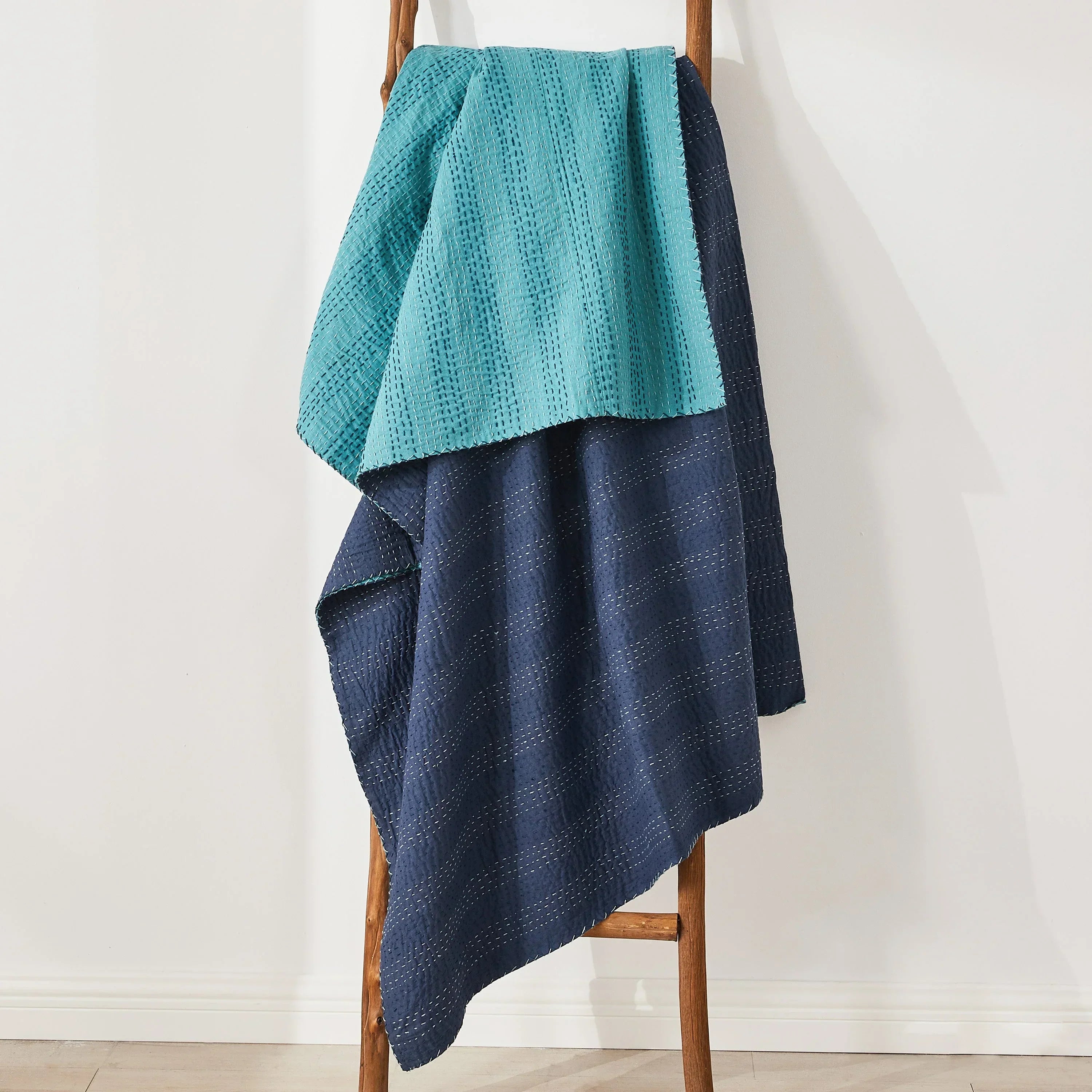 Hand Stitched Reversible Kantha Throws Mélange Home