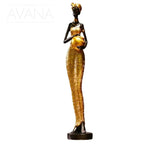 African Tribal Female Handcrafted Figurines, close-up view - House Of Avana