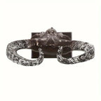 White bull skull decor with wooden stand, handcrafted ceramic - House of Avana