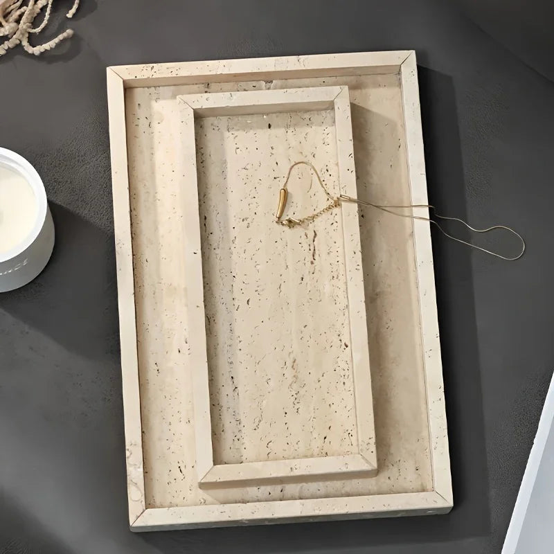Handcrafted Natural Marble Decorative Tray - 30x20cm Rectangular Luxury Stone Vanity Tray for Bathroom, Kitchen & Dresser | Polished Finish, Urban Home Decor Organizer, Bathroom Decor, Kitchen Accessory, Modern Decor Item, El House Of Avana