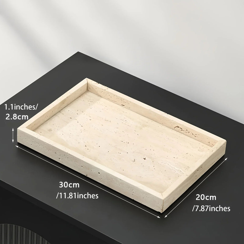 Handcrafted Natural Marble Decorative Tray - 30x20cm Rectangular Luxury Stone Vanity Tray for Bathroom, Kitchen & Dresser | Polished Finish, Urban Home Decor Organizer, Bathroom Decor, Kitchen Accessory, Modern Decor Item, El House Of Avana