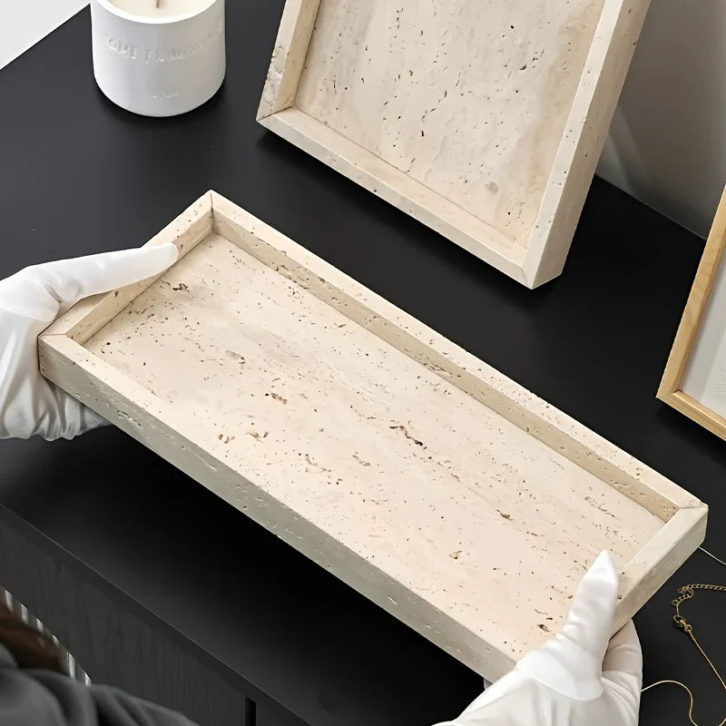 Handcrafted Natural Marble Decorative Tray - 30x20cm Rectangular Luxury Stone Vanity Tray for Bathroom, Kitchen & Dresser | Polished Finish, Urban Home Decor Organizer, Bathroom Decor, Kitchen Accessory, Modern Decor Item, El House Of Avana