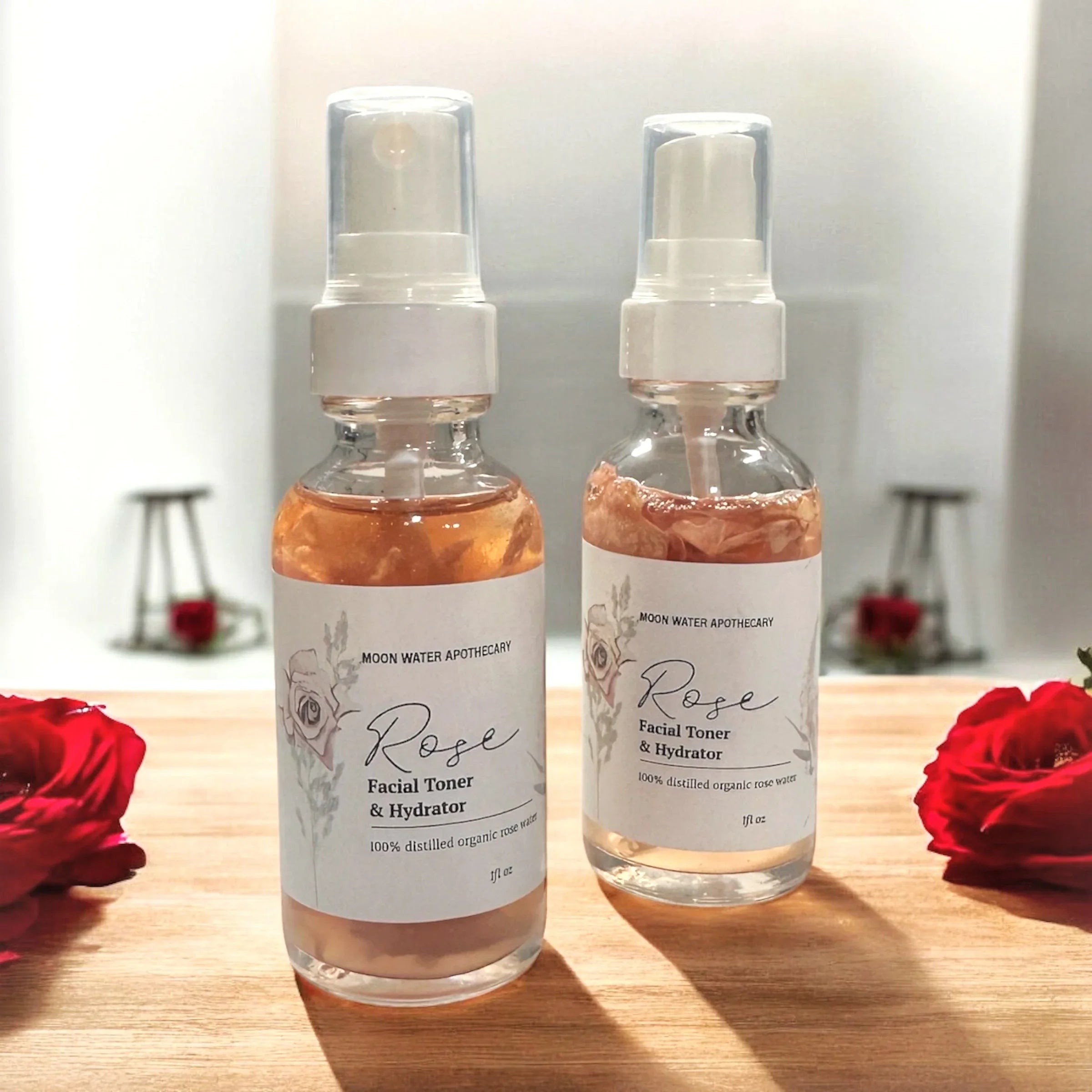 Handcrafted Rose Water Facial Toner, ALL Skin Types -- Organic Soothing, Hydrating Skin Care Moon Water Apothecary