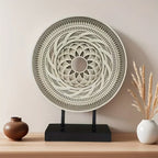 Handcrafted Round Carved Table Top Sculpture - House Of Avana