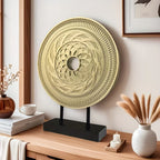 Handcrafted Round Carved Table Top Sculpture - House Of Avana