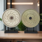 Handcrafted Round Carved Table Top Sculpture - House Of Avana