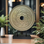 Handcrafted Round Carved Table Top Sculpture - House Of Avana