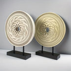 Handcrafted Round Carved Table Top Sculpture - House Of Avana