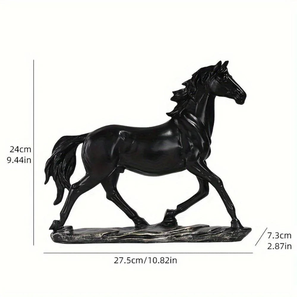 Bronze handcrafted running horse statue, metallic finish - House of Avana