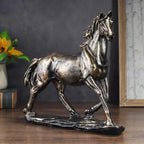Bronze handcrafted running horse statue, metallic finish - House of Avana