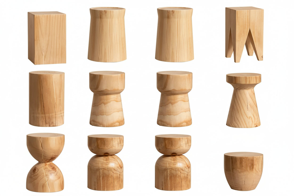 Creative Solid Wood Stool Log Pouf Sitting Stool Household Side Table Stump Hotel Decoration Coffee... - House Of Avana