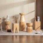 Creative Solid Wood Stool Log Pouf Sitting Stool Household Side Table Stump Hotel Decoration Coffee... - House Of Avana