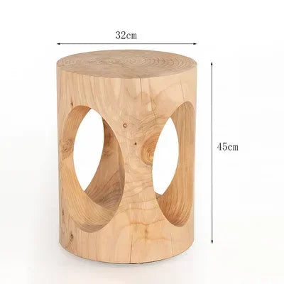 Creative Solid Wood Stool Log Pouf Sitting Stool Household Side Table Stump Hotel Decoration Coffee... - House Of Avana