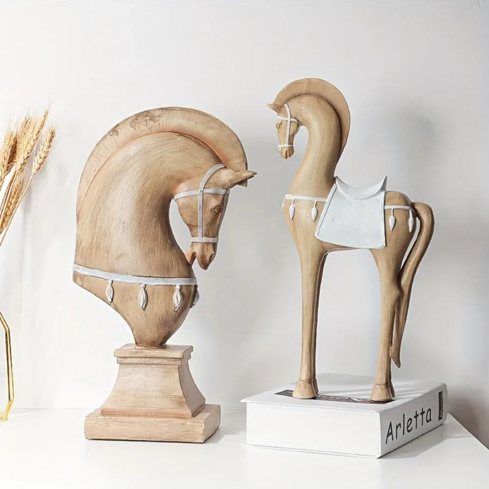 Stylized Handcrafted Vintage Wood Horse Figurine - House Of Avana
