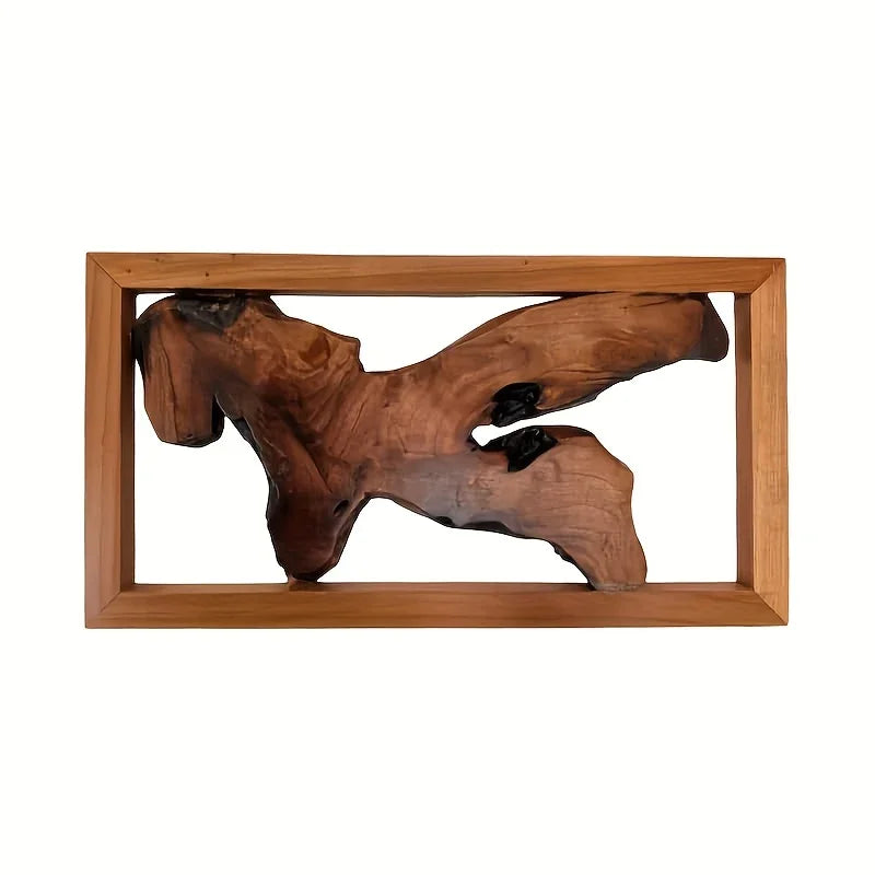 Handcrafted wood wall art, natural wood finish, unique irregular shape - House of Avana