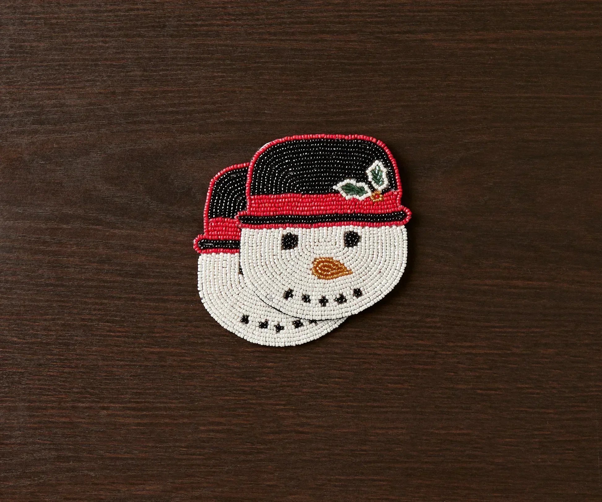 Handmade Beaded Holiday Coaster – Christmas Table Decor by Payton James Payton James