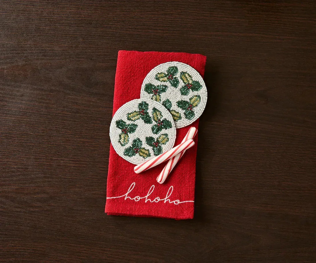 Handmade Beaded Holiday Coaster – Christmas Table Decor by Payton James Payton James