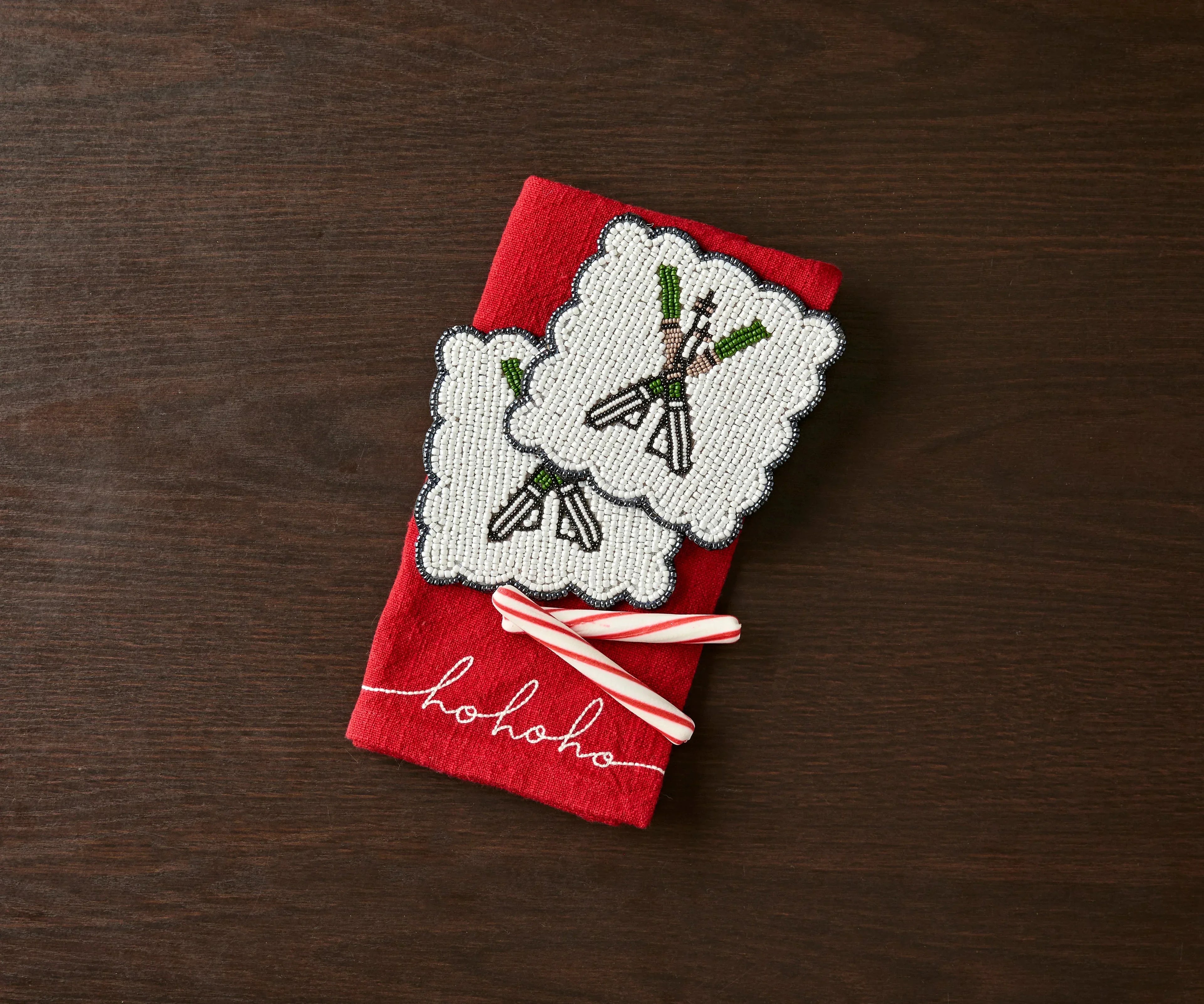 Handmade Beaded Holiday Coaster – Christmas Table Decor by Payton James Payton James
