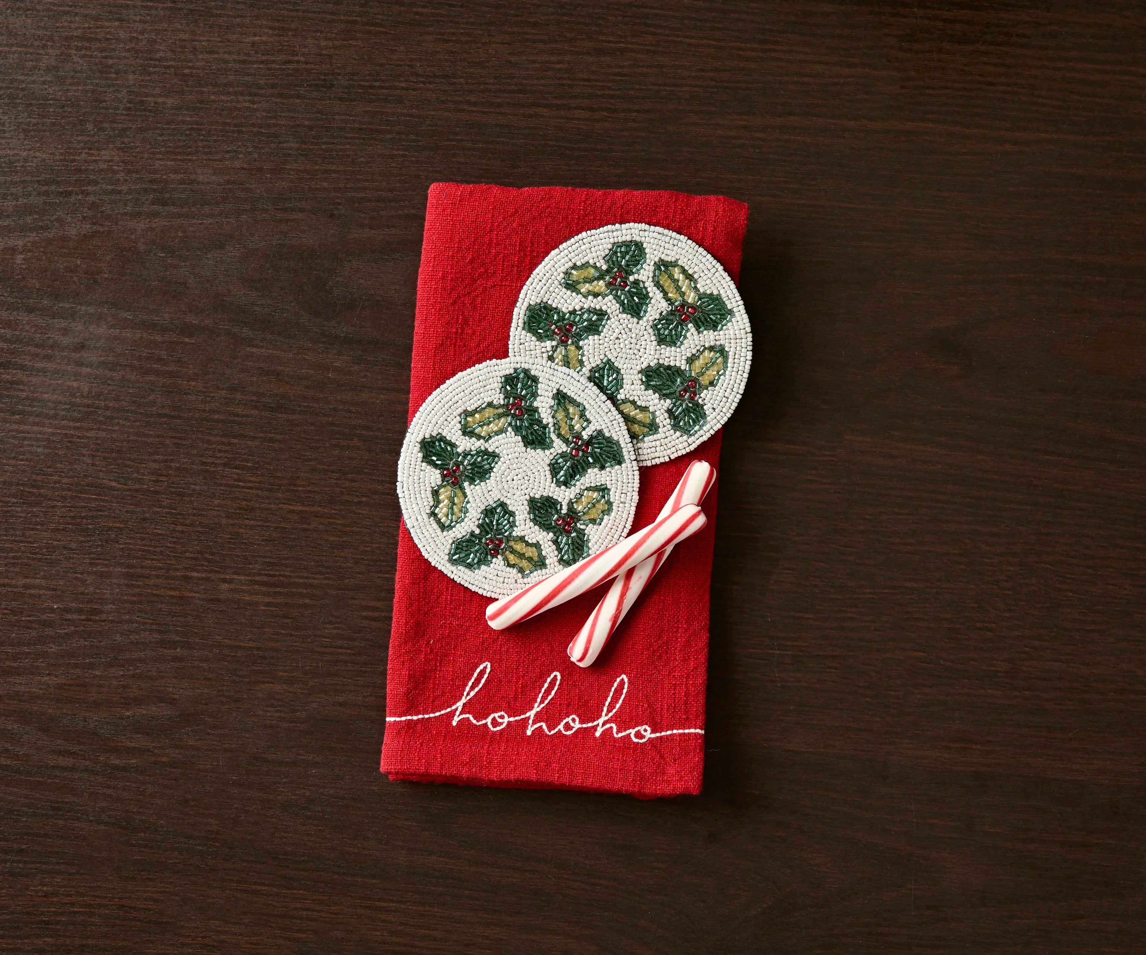 Handmade Beaded Holiday Coaster – Christmas Table Decor by Payton James Payton James
