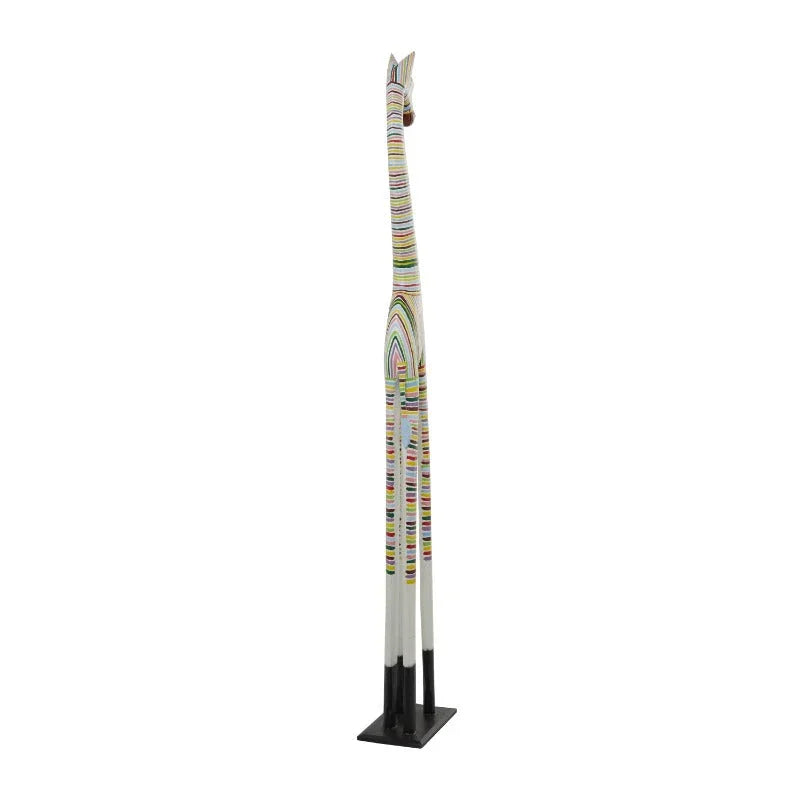 Handmade Bohemian Multi-Colored Resin Zebra Sculpture - 10"x59" Tall Vibrant Black & White Striped Indoor Wall/Tabletop Decor with Non-Slip Base, Modern Art Statue for Living Room, Bedroom, Entryway - Made Indonesia, Unique G House Of Avana
