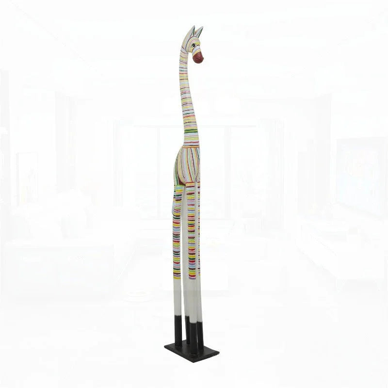 Handmade Bohemian Multi-Colored Resin Zebra Sculpture - 10"x59" Tall Vibrant Black & White Striped Indoor Wall/Tabletop Decor with Non-Slip Base, Modern Art Statue for Living Room, Bedroom, Entryway - Made Indonesia, Unique G House Of Avana