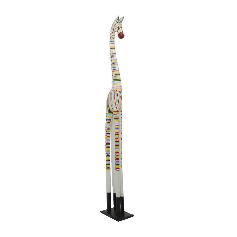 Handmade Bohemian Multi-Colored Resin Zebra Sculpture - 10"x59" Tall Vibrant Black & White Striped Indoor Wall/Tabletop Decor with Non-Slip Base, Modern Art Statue for Living Room, Bedroom, Entryway - Made Indonesia, Unique G House Of Avana