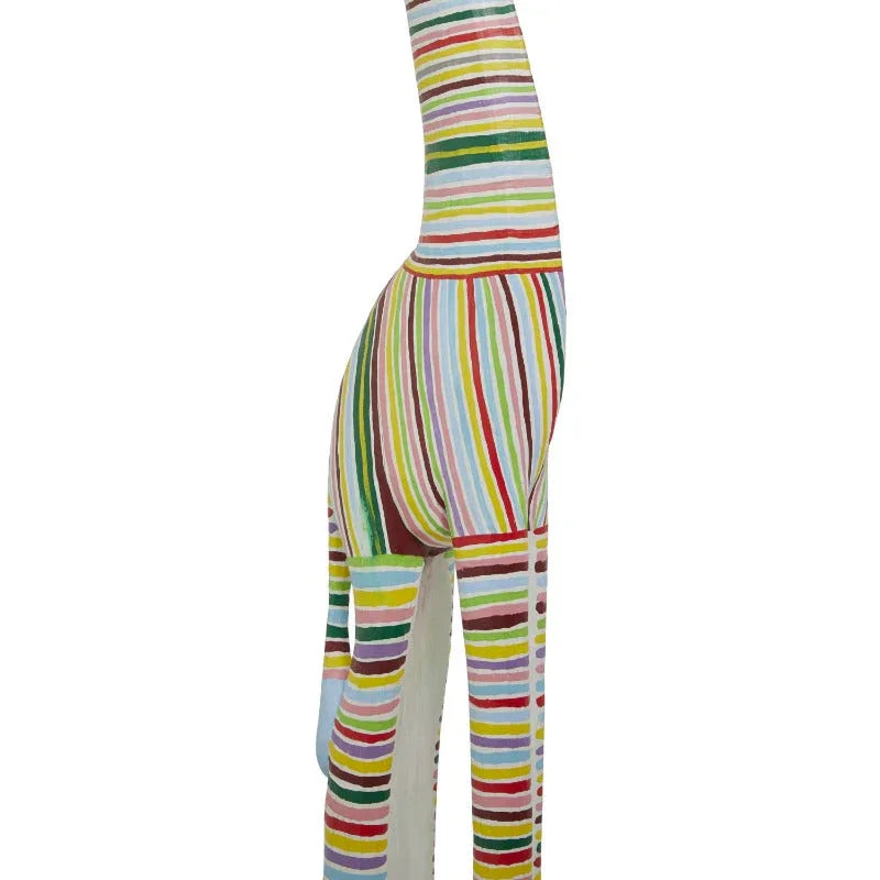 Handmade Bohemian Multi-Colored Resin Zebra Sculpture - 10"x59" Tall Vibrant Black & White Striped Indoor Wall/Tabletop Decor with Non-Slip Base, Modern Art Statue for Living Room, Bedroom, Entryway - Made Indonesia, Unique G House Of Avana
